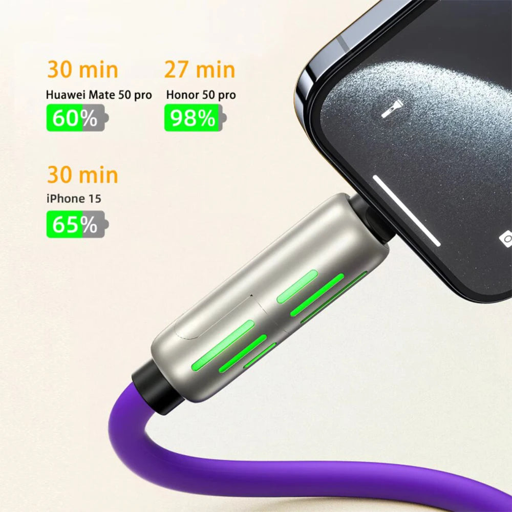 ﻿ TUTI  240W USB C-line  4-in-1 silicone fast charging cable, with C/USB A/L ports, suitable for iPhone/iPad/Samsung/MacBee 5 '
