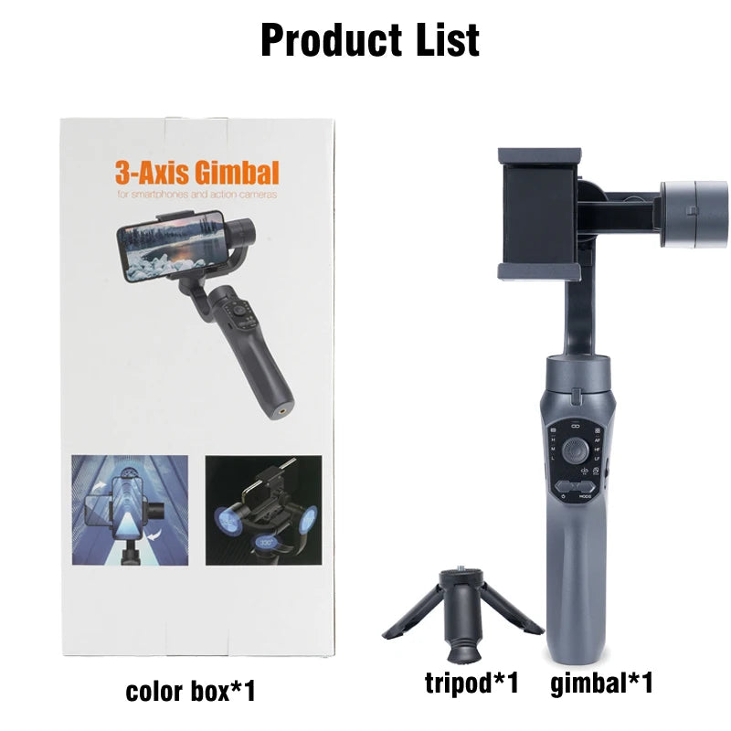 Handheld Gimbal Stabilizer for Smartphone, 3-Axis Phone Gimbal for Android and iPhone Video Recording with Ultra-Wide-Angle Mode