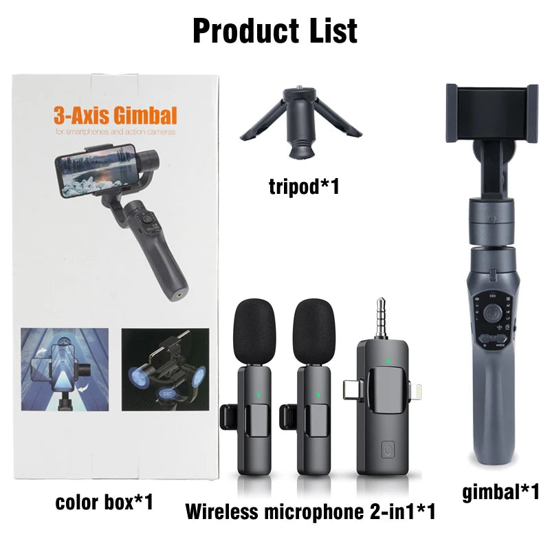 Handheld Gimbal Stabilizer for Smartphone, 3-Axis Phone Gimbal for Android and iPhone Video Recording with Ultra-Wide-Angle Mode
