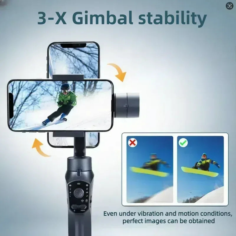 Handheld Gimbal Stabilizer for Smartphone, 3-Axis Phone Gimbal for Android and iPhone Video Recording with Ultra-Wide-Angle Mode